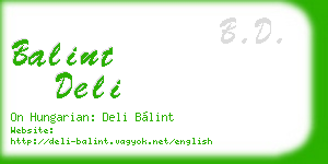 balint deli business card